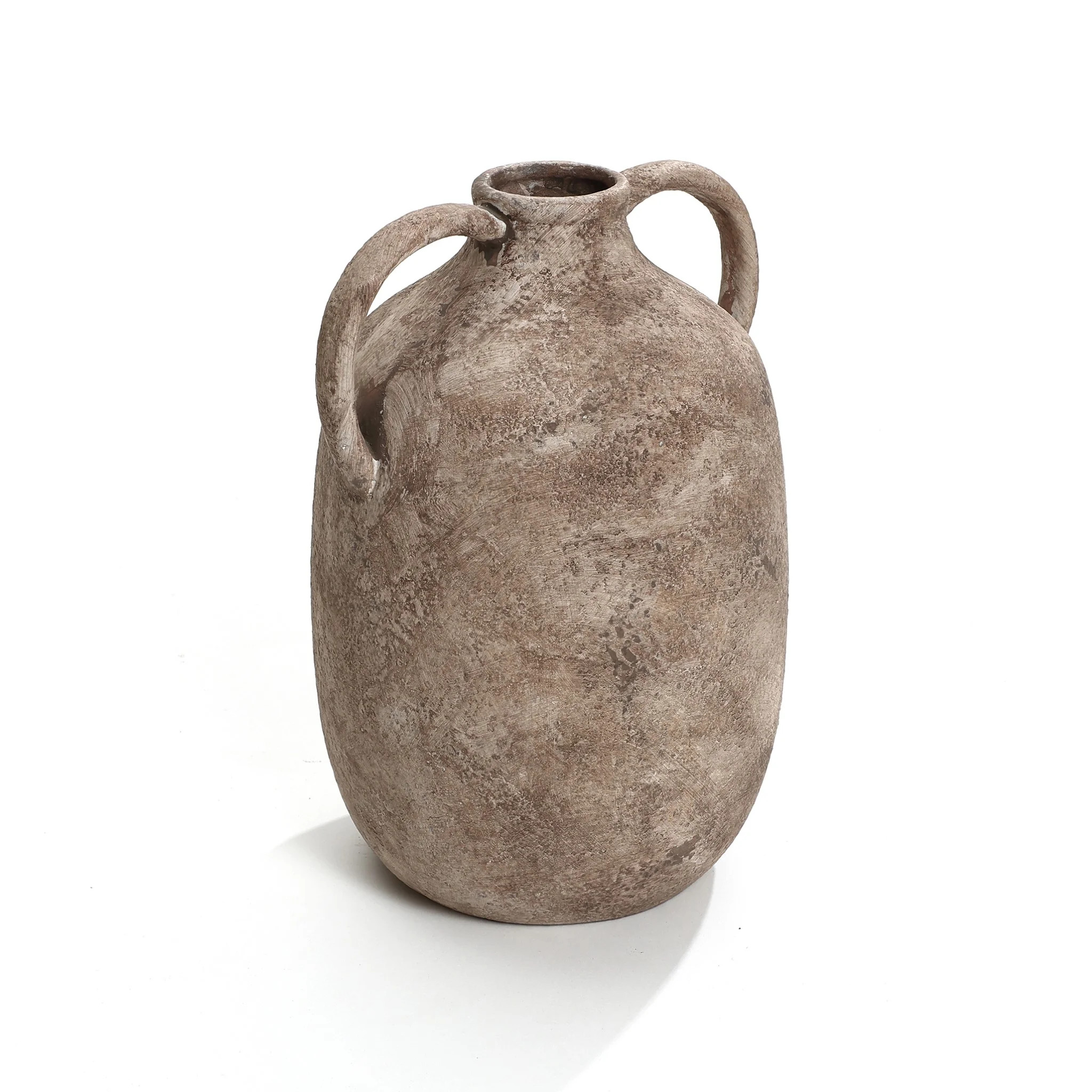LuxenHome Marble Brown Ceramic 11.5-Inch Tall Jug Vase with Handles - Walmart.com | Walmart (US)