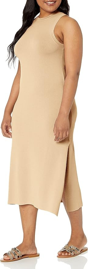 Amazon.com: The Drop Women's The Drop Women's Gabriela High Neck Cut-In A-Line Side Slit Maxi Swe... | Amazon (US)