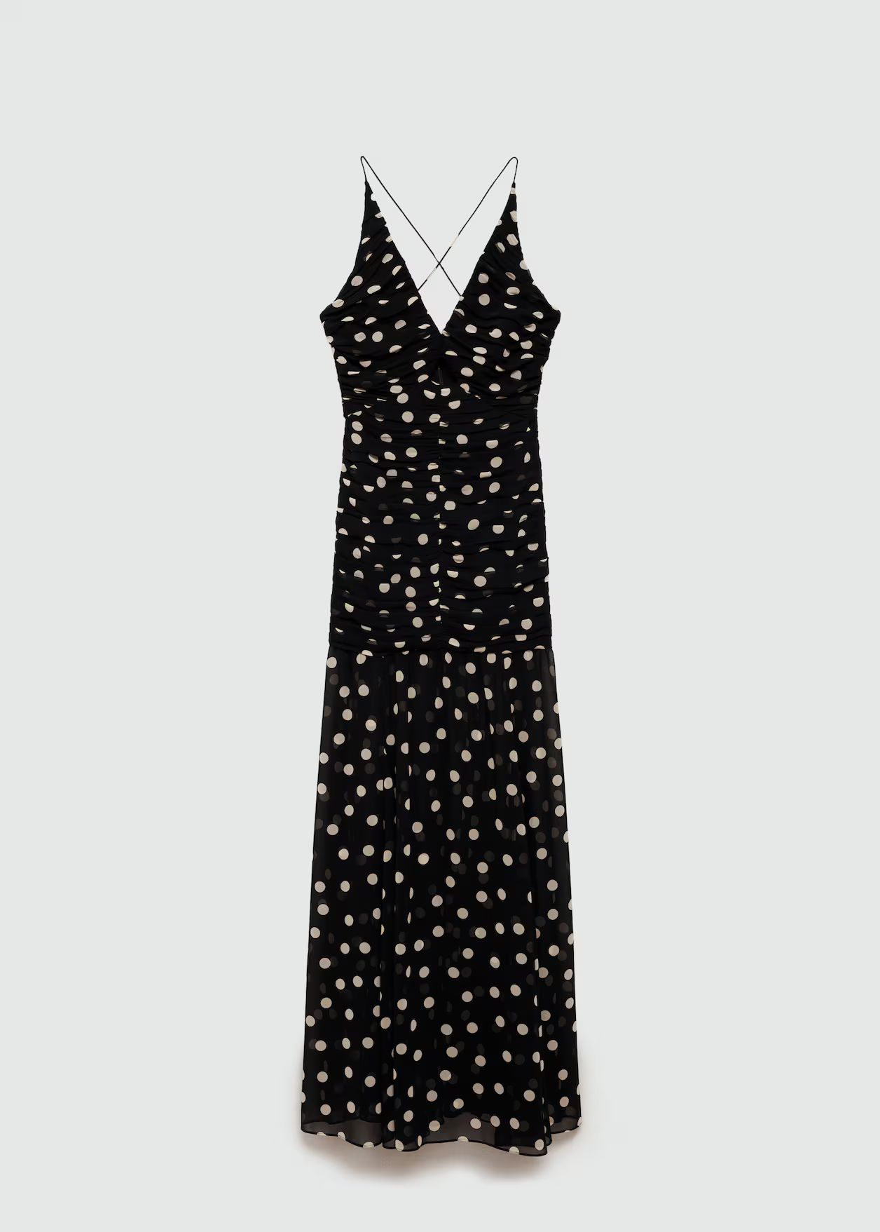 Polka dots draped dress - Woman | MANGO United Kingdom | MANGO (UK)