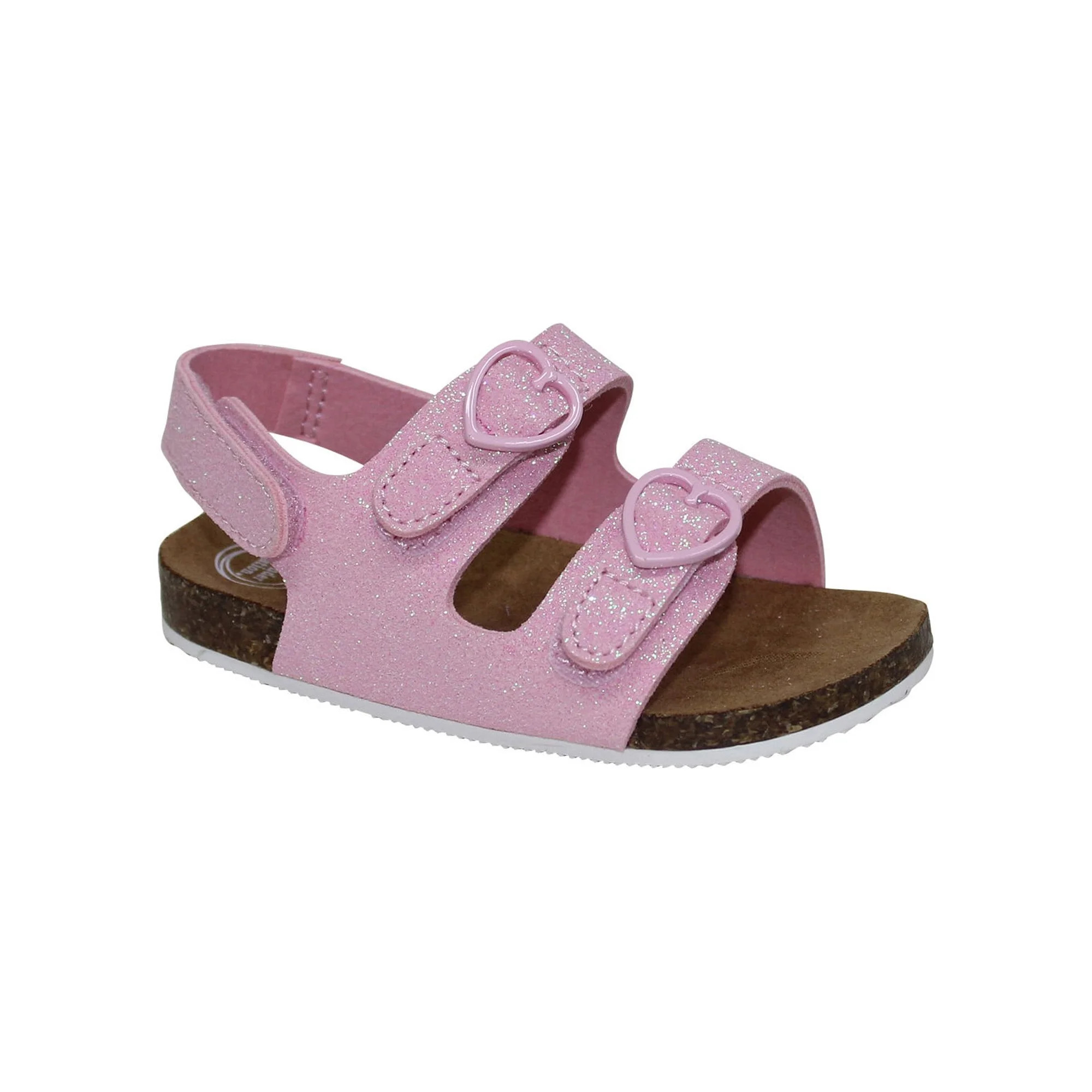 Wonder Nation Baby Girls Two Buckle Back-Strap Footbed Sandals - Walmart.com | Walmart (US)