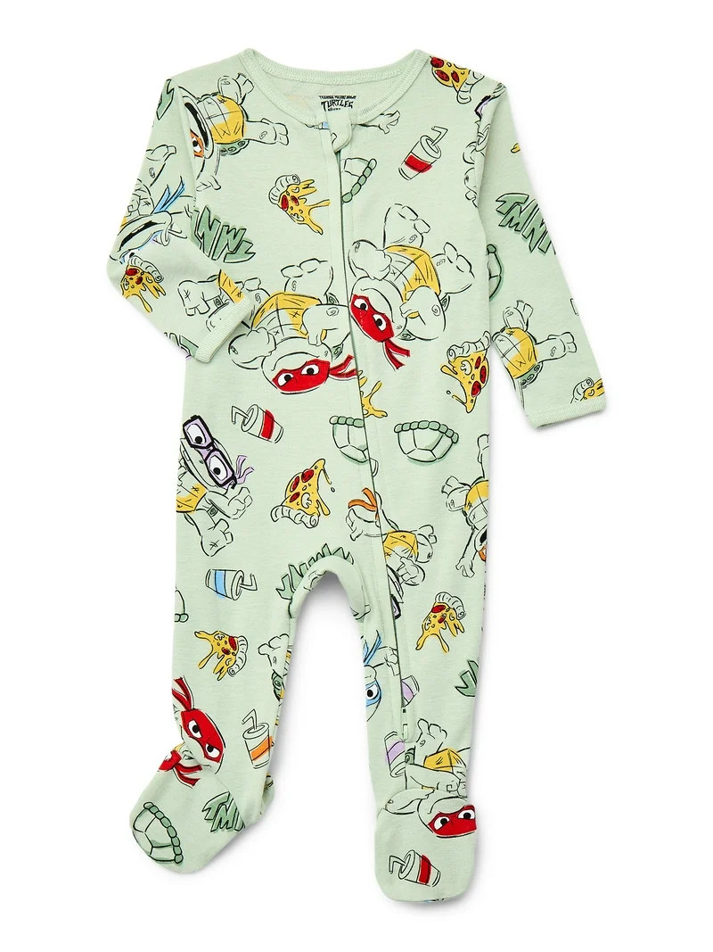 Teenage Mutant Ninja Turtles Baby Boys or Girls Two-Way Zip Front Footed Pajama One-Piece, Sizes ... | Walmart (US)