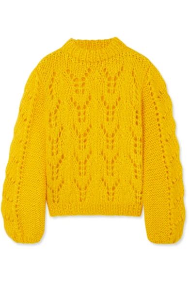 GANNI - Julliard Mohair And Wool-blend Sweater - Yellow | NET-A-PORTER (US)