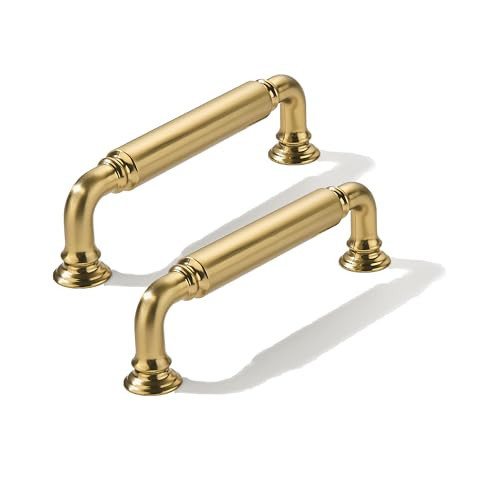 khtumeware 10-Pack Champagne Bronze Heavy-Duty Solid Cabinet Pulls, 3-3/4 Inch (96mm) Hole Center, Satin Brass Drawer Pulls, Cabinet Hardware, Suitable for Kitchen Cabinets, Bathrooms and Dressers | Amazon (US)