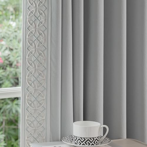 Cotton Linen Curtain Panels, Pinch Pleat, Wrinkle Free, Luxury Drapes with Embroidered Trim, for ... | Amazon (US)