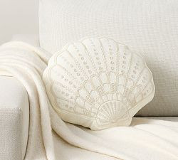 Shell Embroidered Shaped Pillow | Pottery Barn (US)