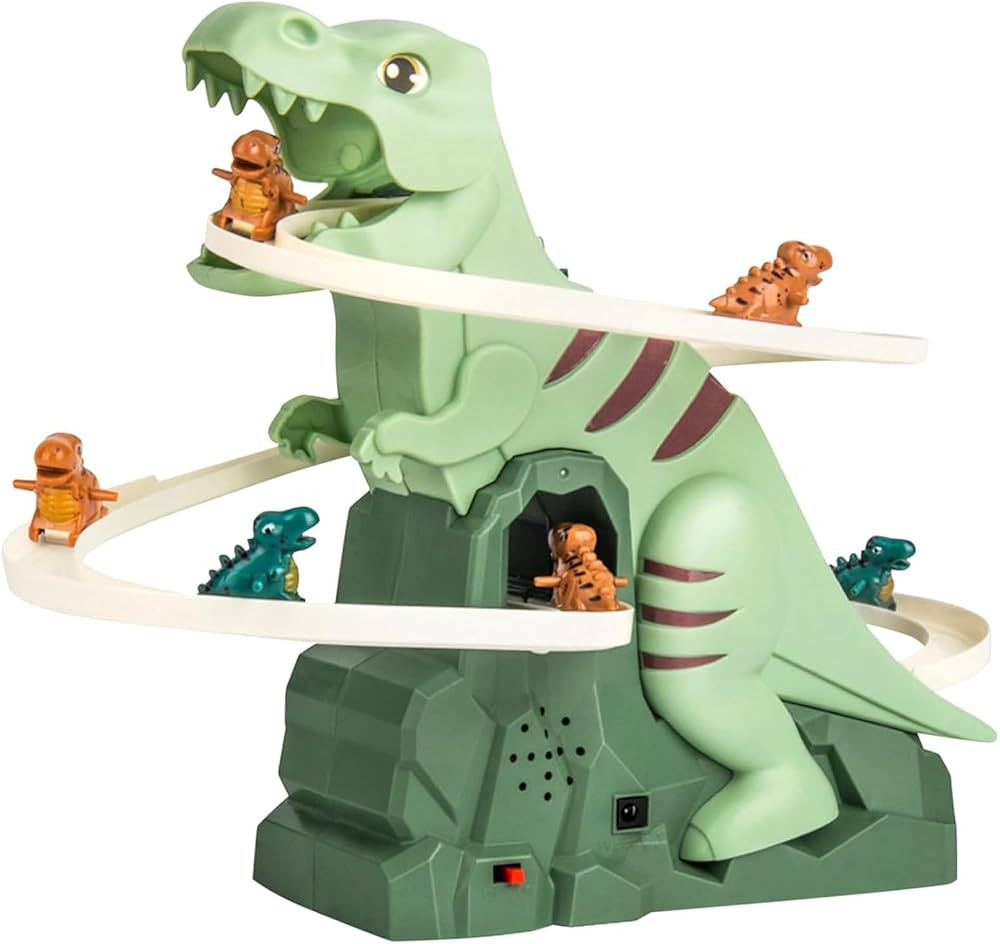 Dinosaur Chasing Race Track, Dinosaur Climbing Slide Music Toy, Electric Dinosaur Roller Coaster ... | Amazon (US)
