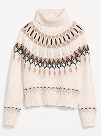 Cozy Fair Isle Cable-Knit Turtleneck Sweater for Women | Old Navy (US)