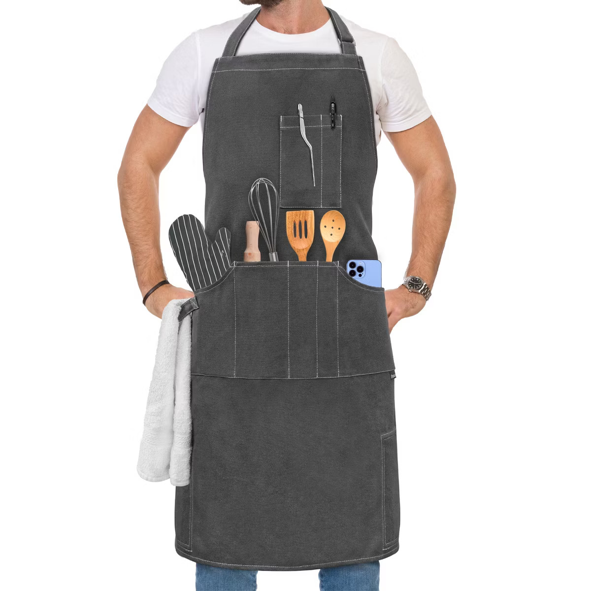 OPUX Chef Apron for Adults, Kitchen Textiles with Pockets, Large Unisex Canvas Wearable Cloth for... | Target