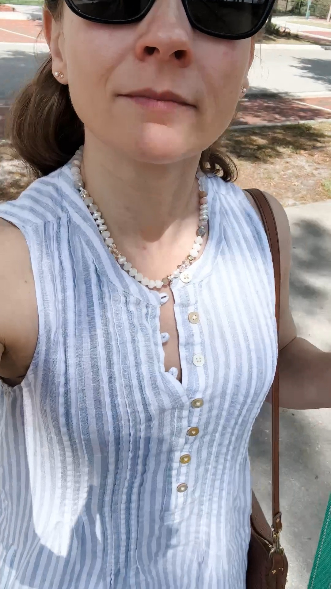 Petite friendly linen dress for spring to summer; it has roomie pockets that lay flat; it’s just above my knees at 4‘10“, wearing true size,extra small; makeup free day, wearing tinted sunscreen only

#LTKootd #LTKPetite #LTKOver40