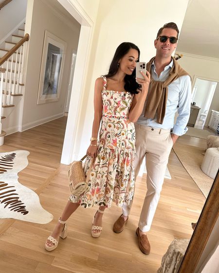 Kat Jamieson wears a floral dress and platform sandals for Easter. Easter outfit, spring outfit, men’s fashion, menswear, classic style. Thomas’ shoes are Del Toro.

#LTKSeasonal #LTKparties #LTKmens