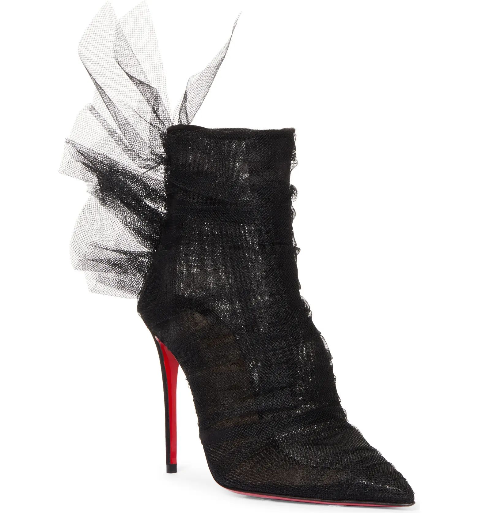 Christian Louboutin Libelli Tulle Pointed Toe Bootie | Nordstrom | Nordstrom