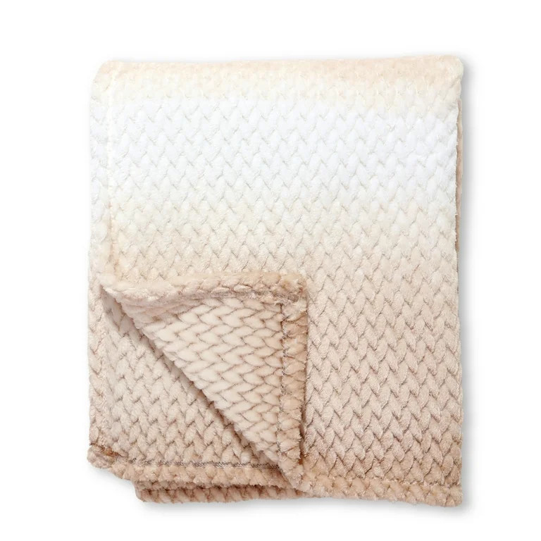 Mainstays Ombre Velvet Plush Throw, 50 X 60 - Tan | Walmart (US)
