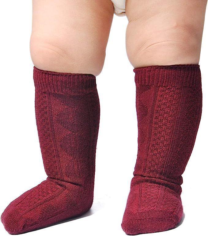 Epeius Unisex-Baby Seamless Ribbed/Cable Knit Knee High Socks (Pack of 3/6) | Amazon (US)