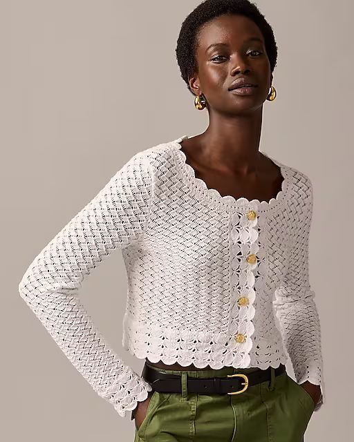 Crochet cropped cardigan sweater | J.Crew US