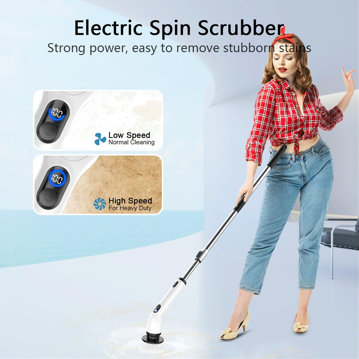 TUYU Electric Spin Scrubber, Full-Body IPX7 Waterproof Bathroom Scrubber with Power LCD Display, ... | Amazon (US)