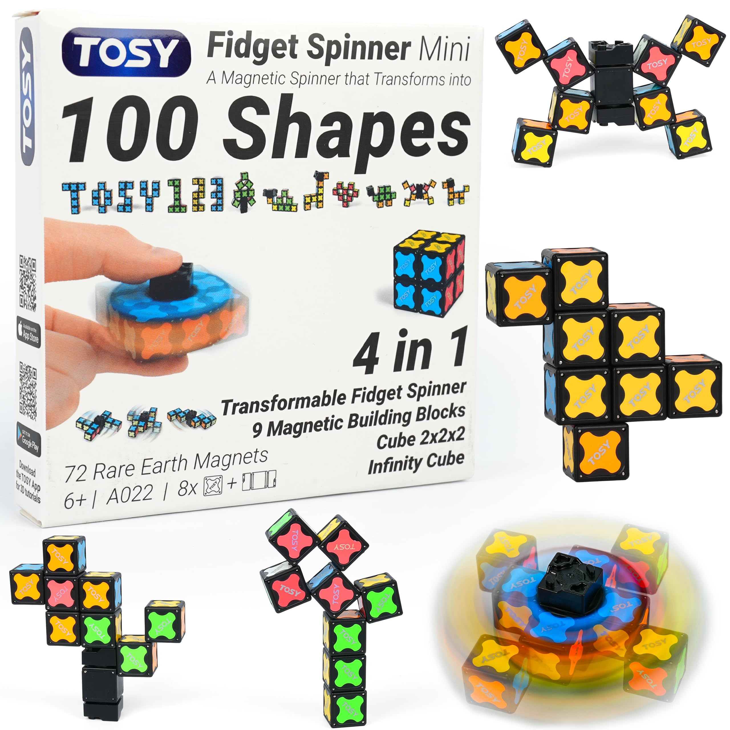 TOSY Magnet Fidget Spinner Mini - 8 Blocks, 3 in 1 Toy: Transformable Fidget Spinner, Infinity Cu... | Amazon (US)