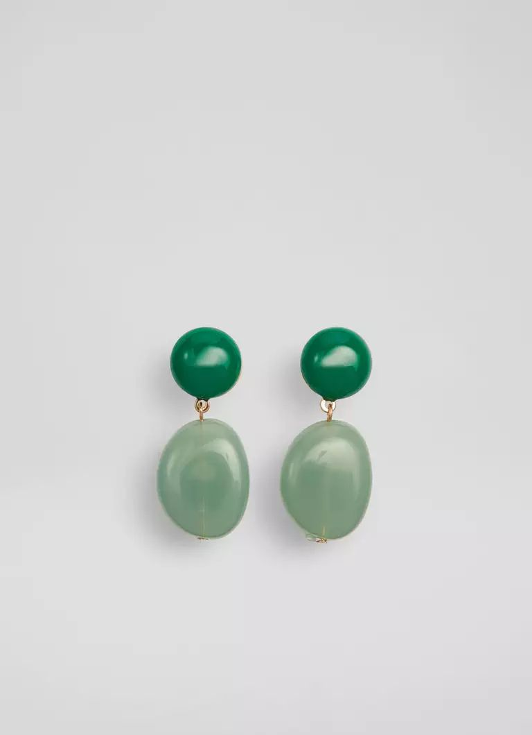 Ember Green Acrylic Stone-Like Drop Earrings | L.K. Bennett (UK)