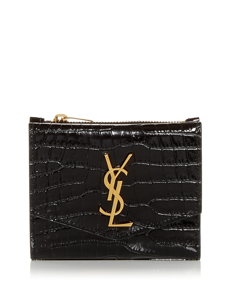 Saint Laurent Uptown Compact Wallet in Crocodile-embossed Shiny Leather | Bloomingdale's (US)