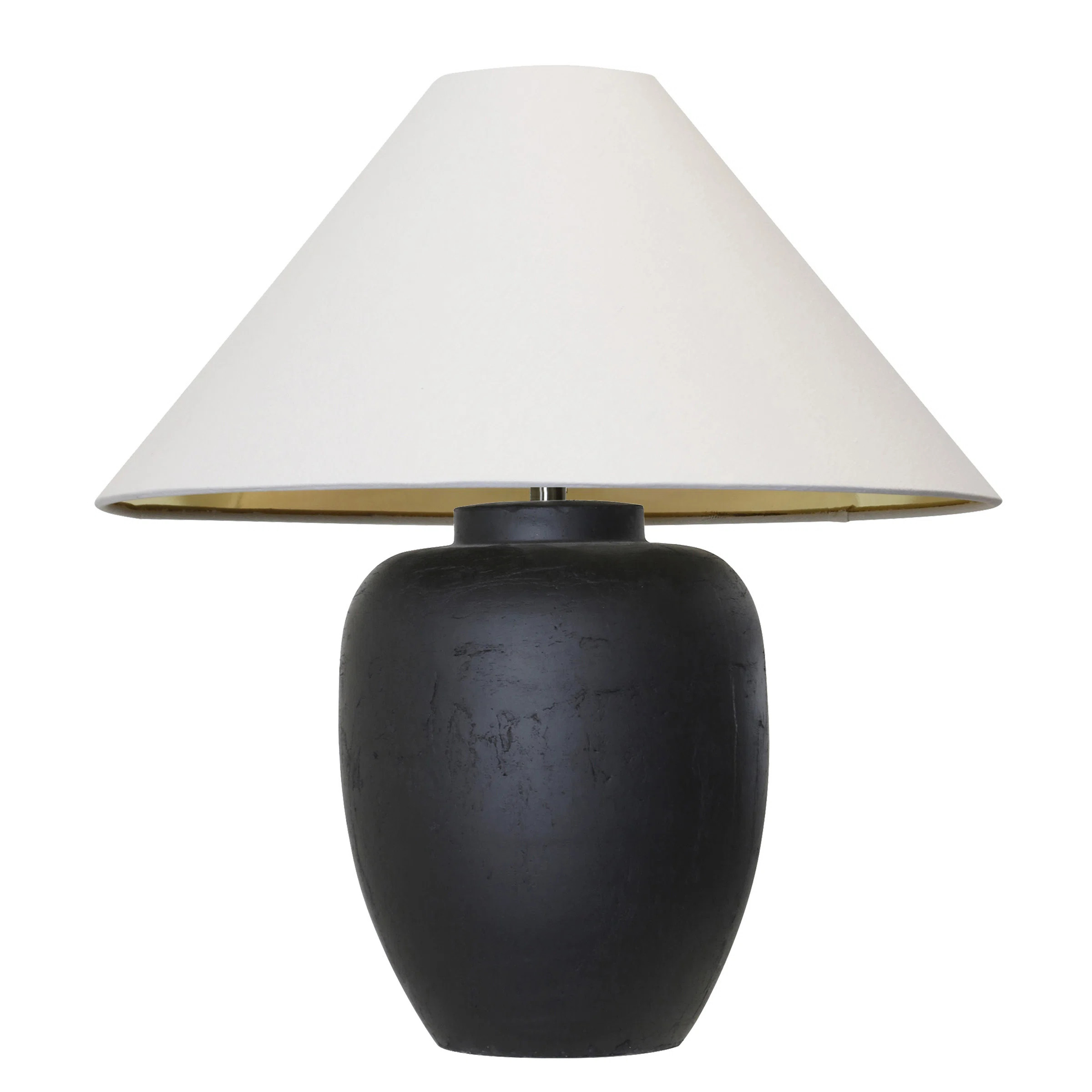 Aindrea Sabian Table Lamp - Matte Black Finish on Ceramic Body - Empire Gold Lined Hardback Shade | Wayfair North America