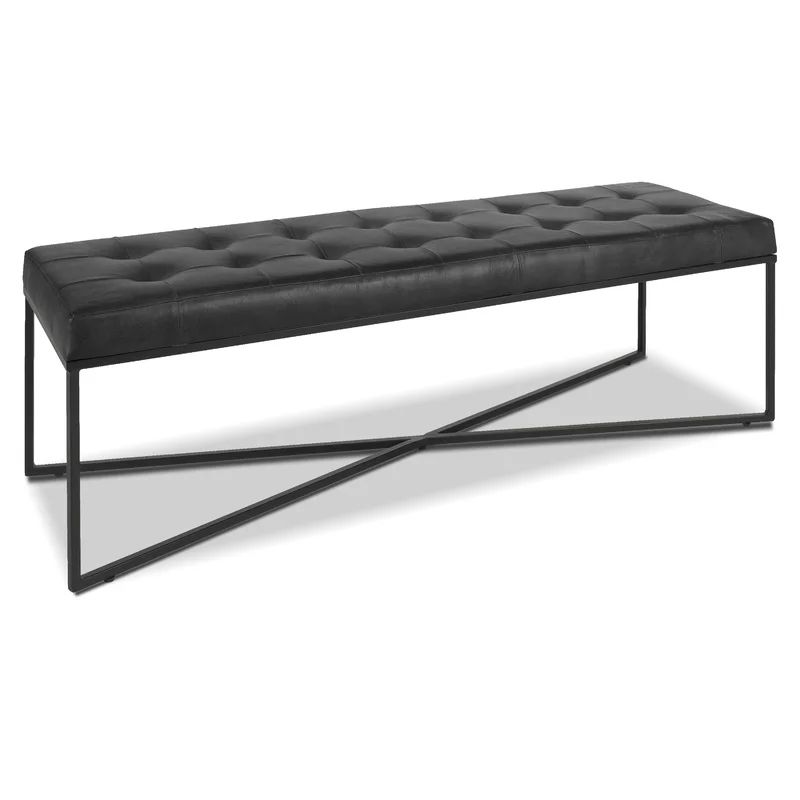 Traversa Bench In Carbon Black Leather And Black Legs | Wayfair North America