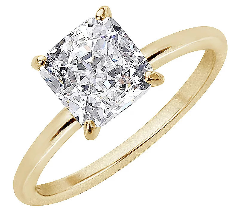 Diamonique 2.00 cttw Choice of Cut Solitaire Ring, 14K Gold | QVC