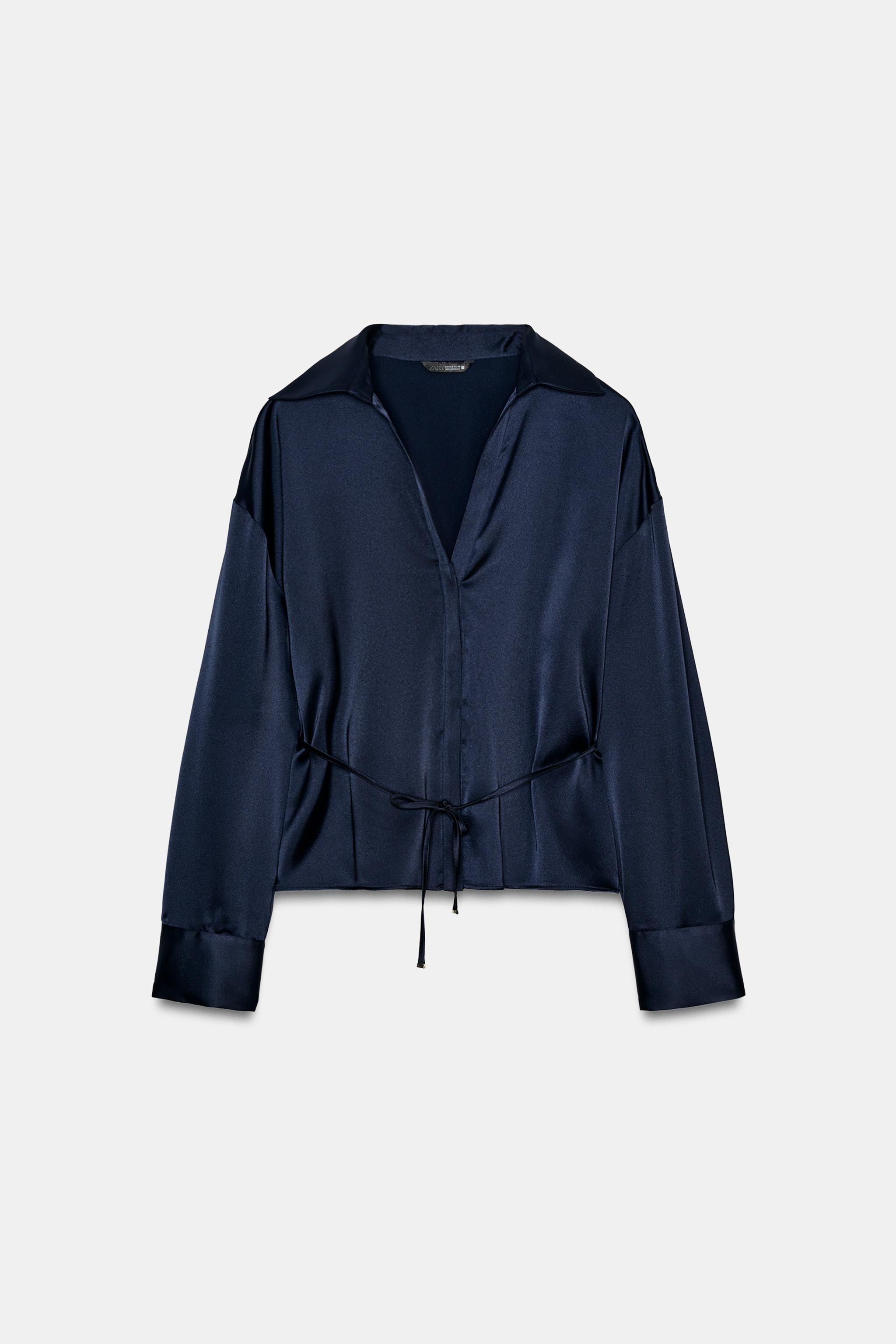 FINE BELT SATIN BLOUSE | Zara US