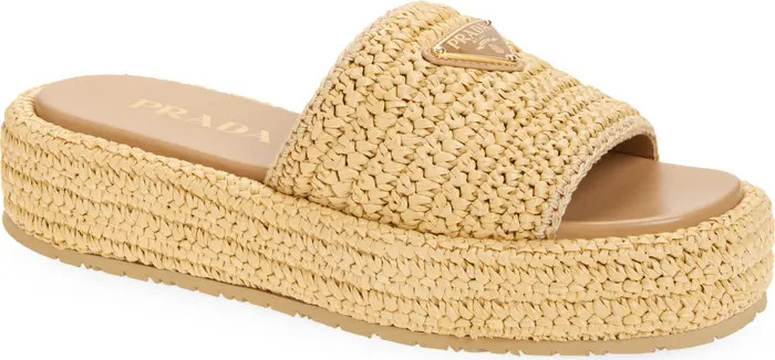 Raffia Flatform Slide Sandal (Women) | Nordstrom