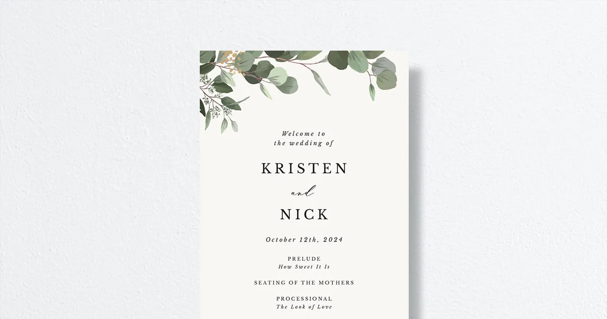 Eucalyptus Frame Wedding Programs | The Knot 