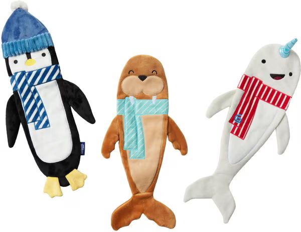 FRISCO Holiday Arctic Friends Stuffing-Free Skinny Plush Squeaky Dog Toy, Small to Large, 3 count... | Chewy.com