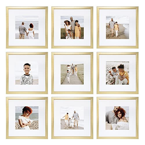 Sheffield Home 9 Piece Gallery Wall Frame Set, 12x12 in. Matted to 8x8 in. (Gold) | Amazon (US)