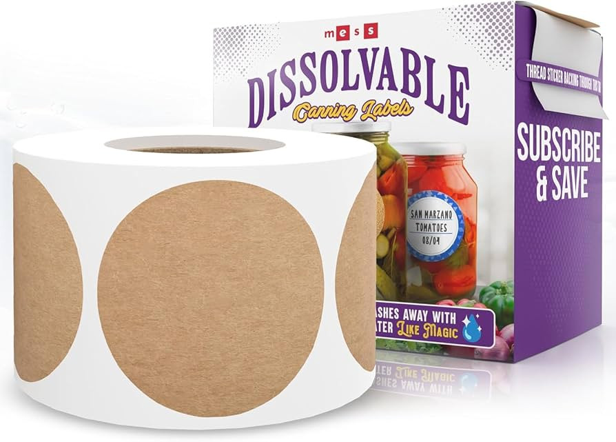 Dissolvable Canning Labels 2in Round - Removable Kraft Mason Jar Labels | Amazon (US)