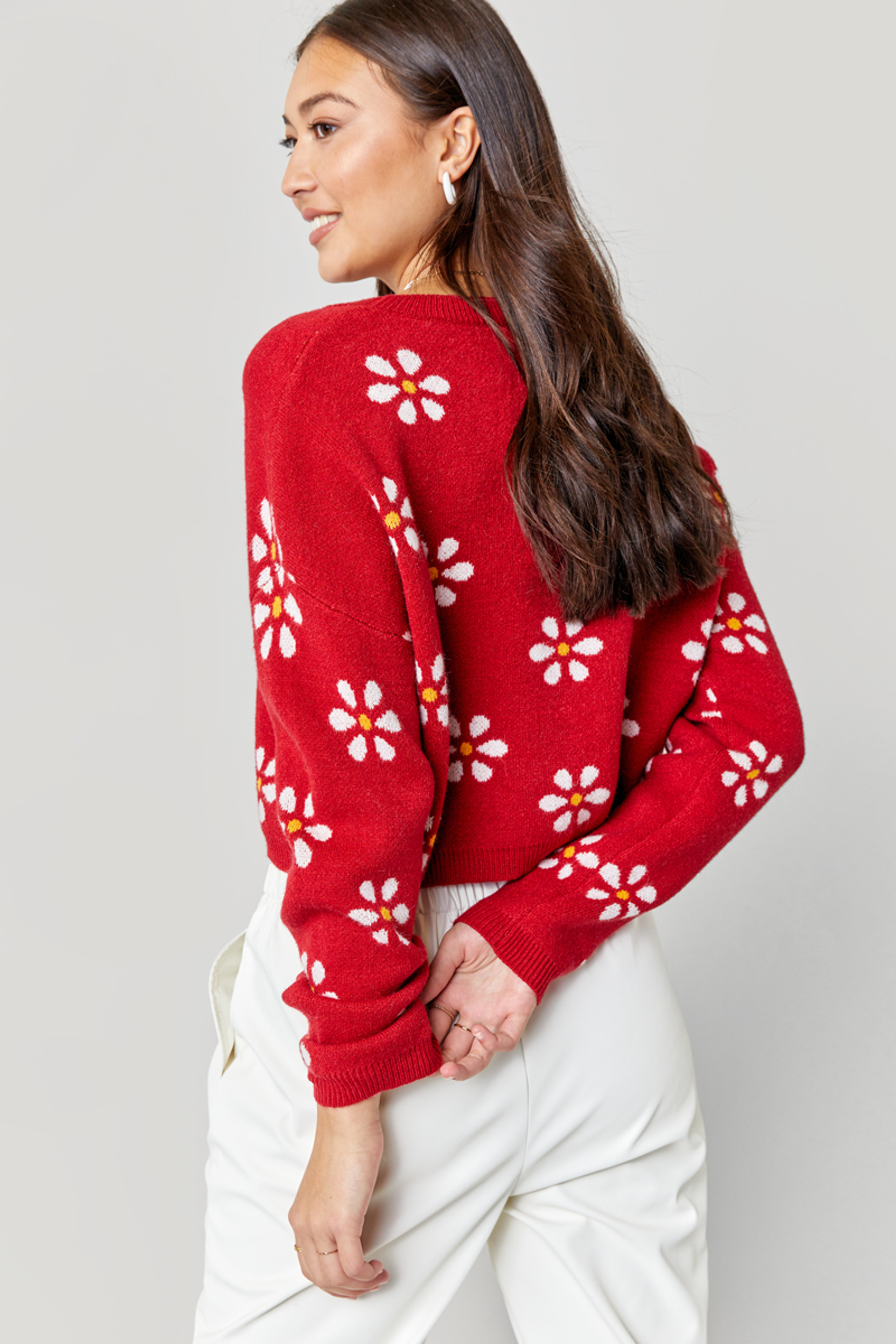 Heidi Crew Neck Daisy Sweater | Francesca's