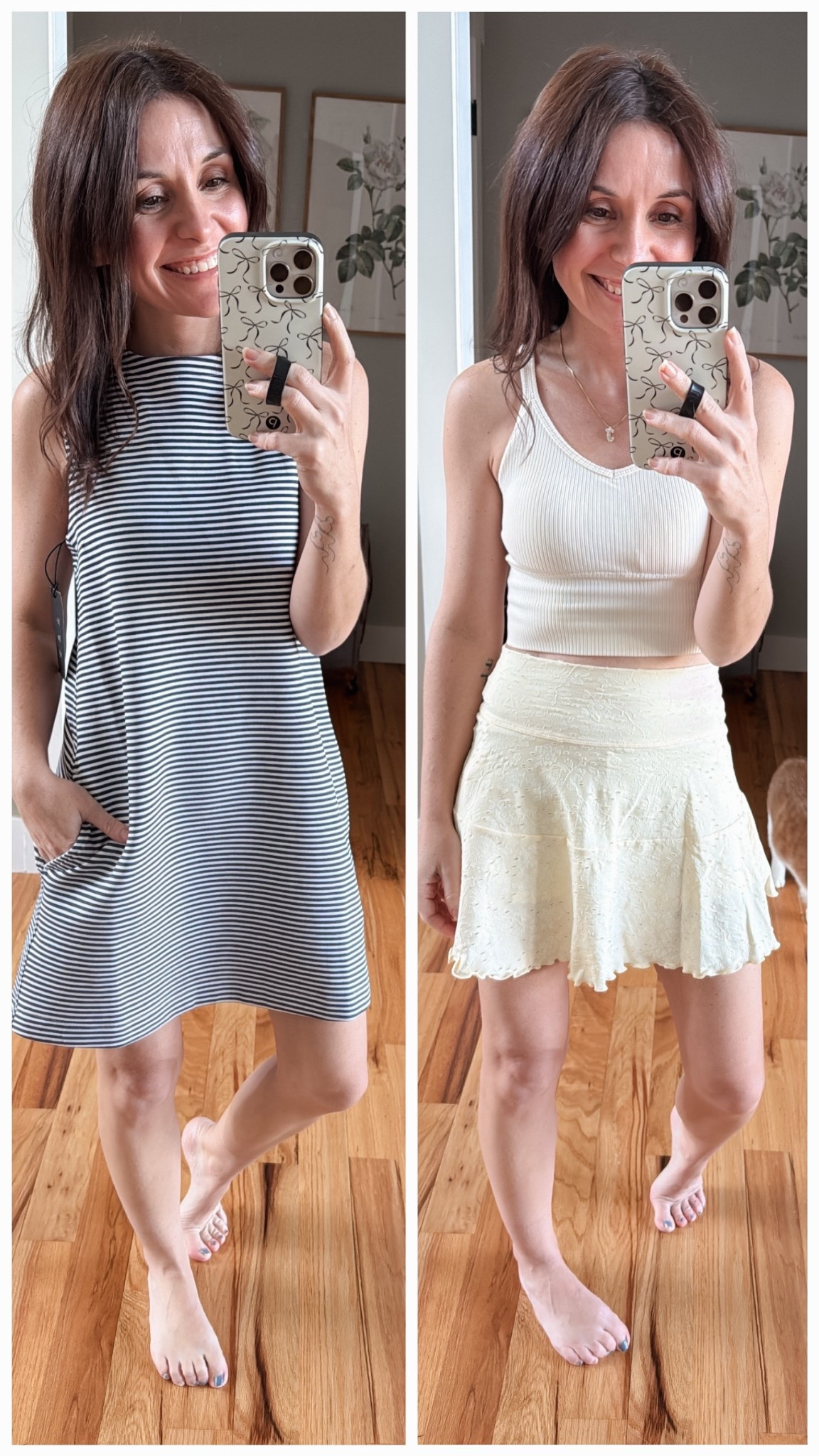 This dress is an active fabric with POCKETS but no built-in shorts. Just add your own pair of bikers! Skirt on the right is sold out but I linked a very similar one from Aerie. Obsessed with this longline bra. It’s on sale so I might just pick it up in a couple more colors  

#LTKSeasonal #LTKOver40 #LTKActive