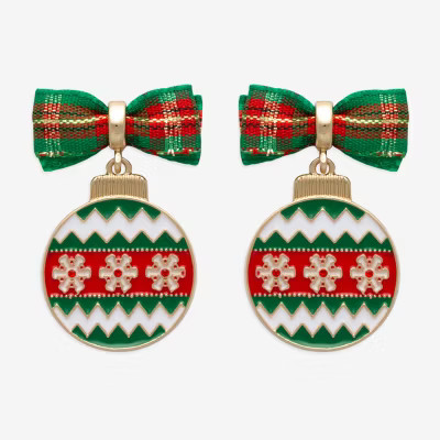 Mixit Holiday Bow And Ornament Multi Color Glass Stainless Steel 22.4mm Stud Earrings | JCPenney