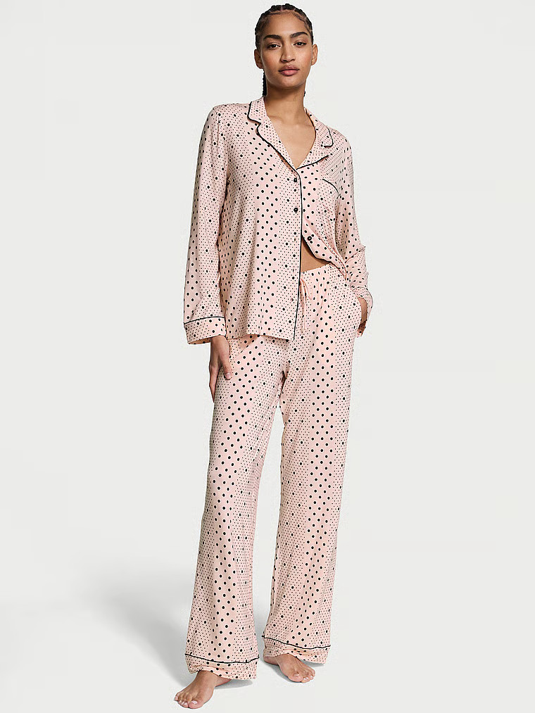 Buy Modal Soft Long Pajama Set, PUREST PINK SCRIPT - Order Pajamas Sets online - Victoria's Secre... | Victoria's Secret (US / CA )