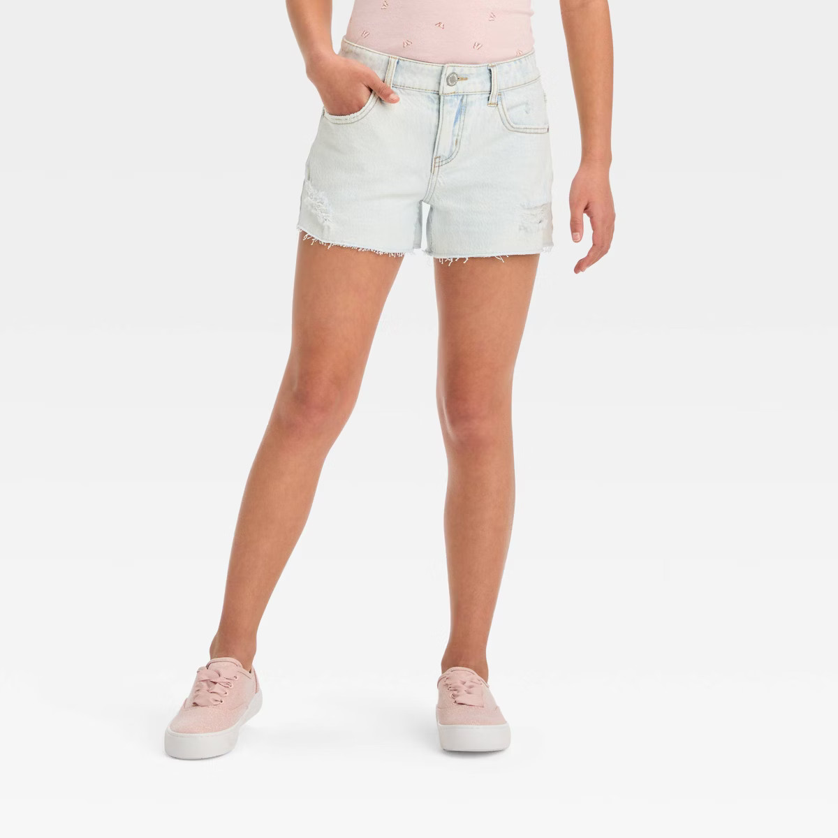 Girls' Destructed Mid-Rise Cutoff Shorts - art class™ | Target
