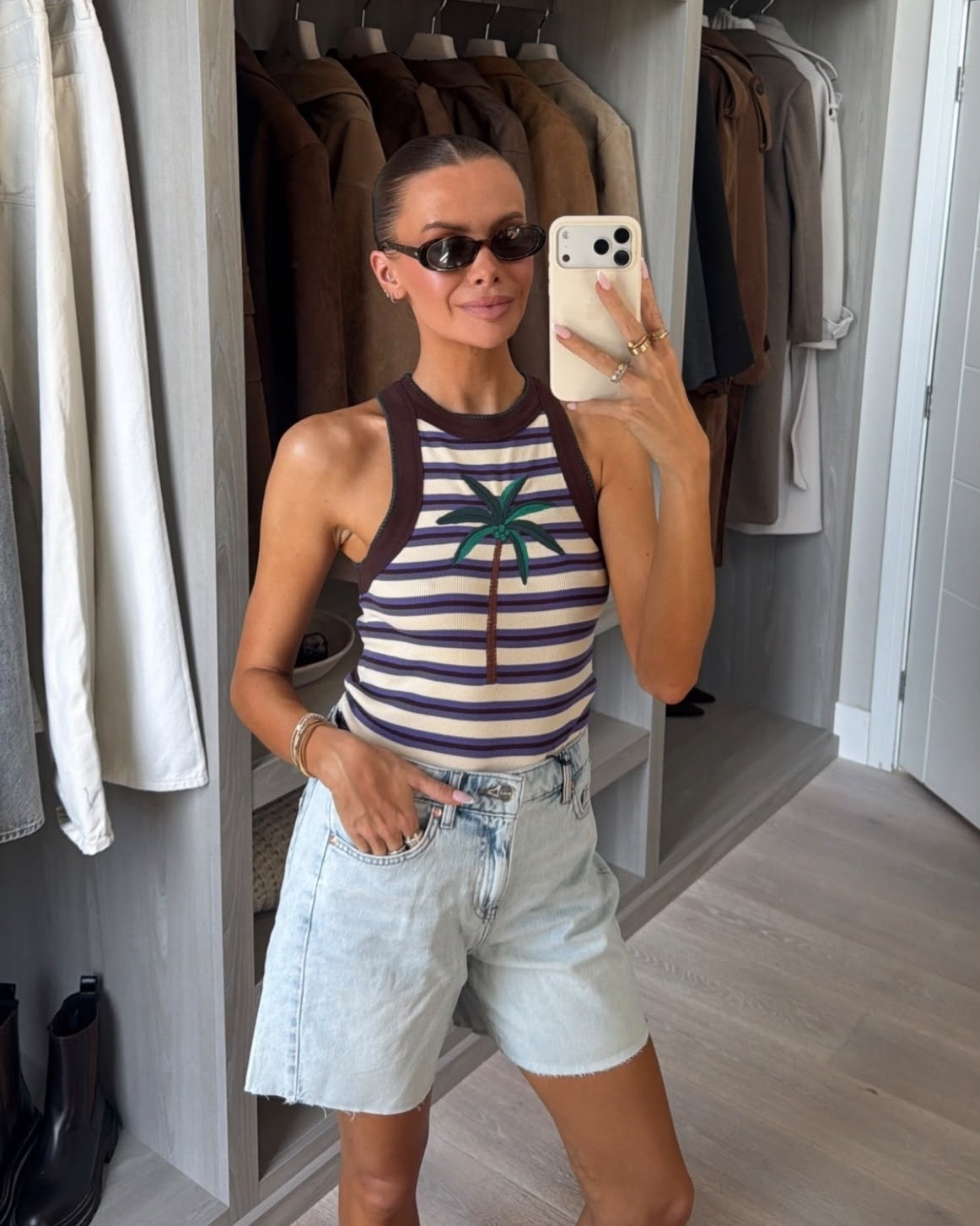 🌴 this vest I LOVE!!! So good for summer, I love the striped and the palm tree! I’m wearing a S. These shorts are also insane! Great colour, great length, great shape!!! I’m wearing a size 8

#LTKuk #LTKspring #LTKsummer