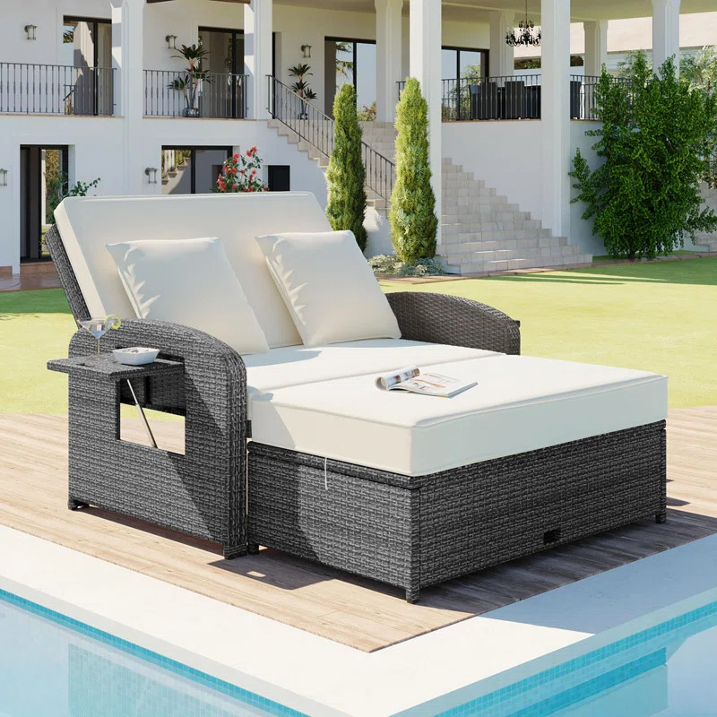 Outdoor metal frame rattan weave daybed | Wayfair North America