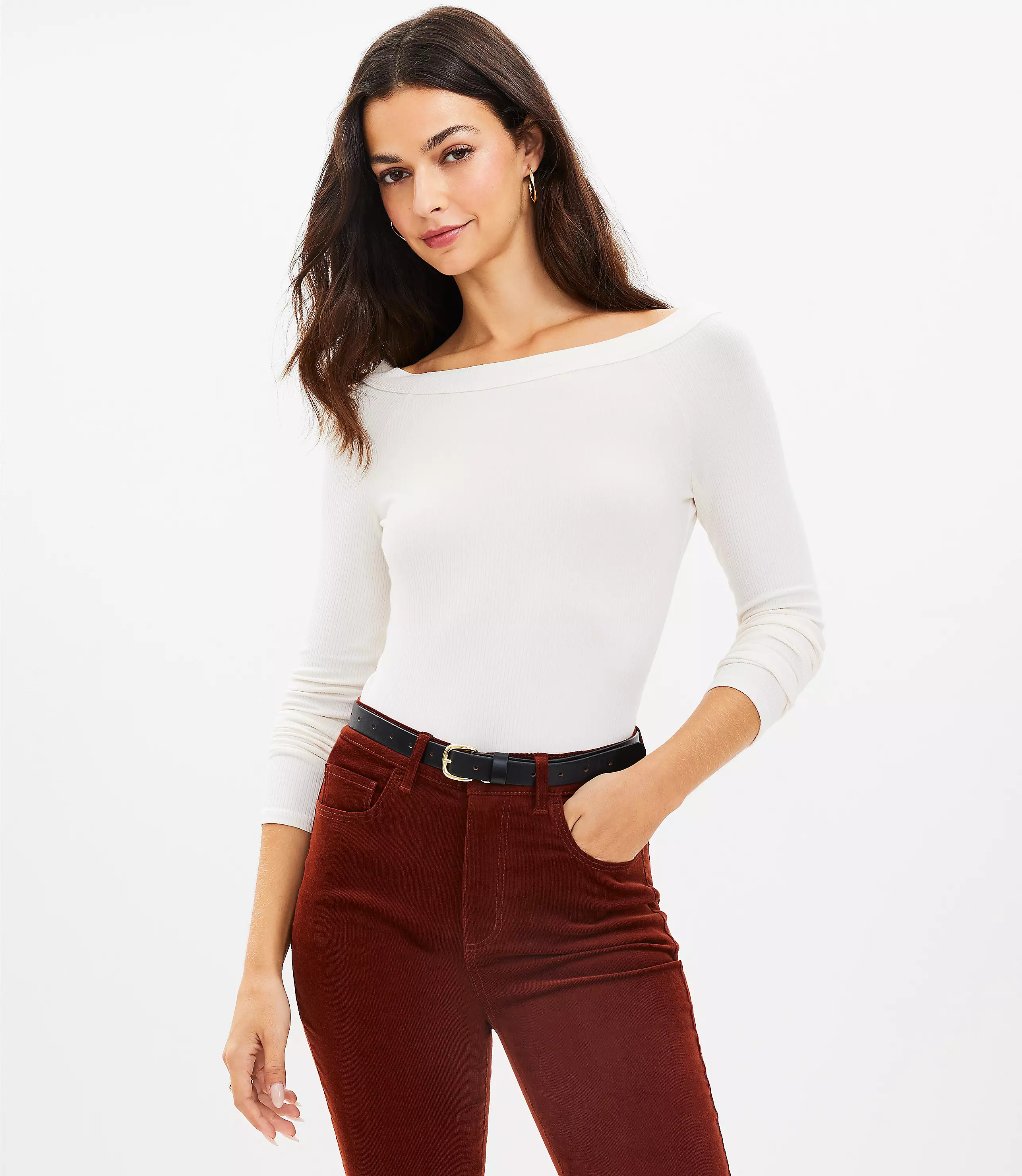 Ribbed Boatneck Top | LOFT
