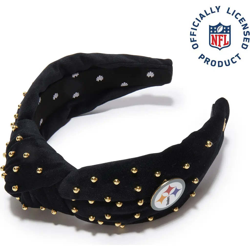 Lele Sadoughi Pittsburgh Steelers Embellished Knotted Headband in Jet 001 at Nordstrom | Nordstrom
