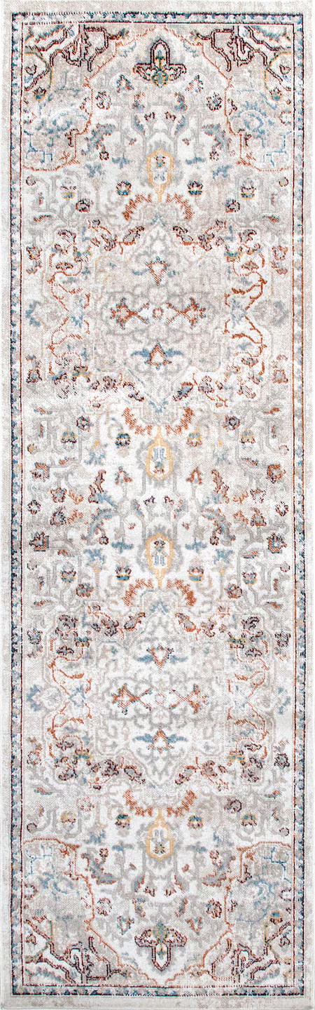 Beige Lianna Washable Vines 2' 8" x 8' Area Rug | Rugs USA