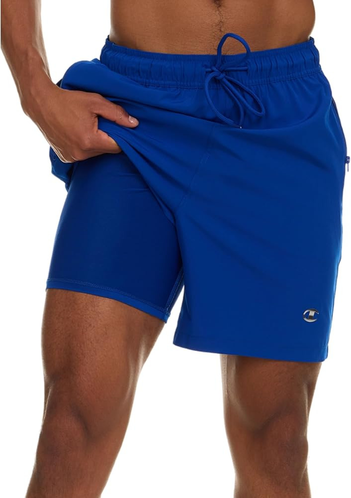 Champion Mens Swim Trunks with Compression Liner, 2 in 1 Mens Bathing Suit Shorts, 7 Inch Inseam ... | Amazon (US)