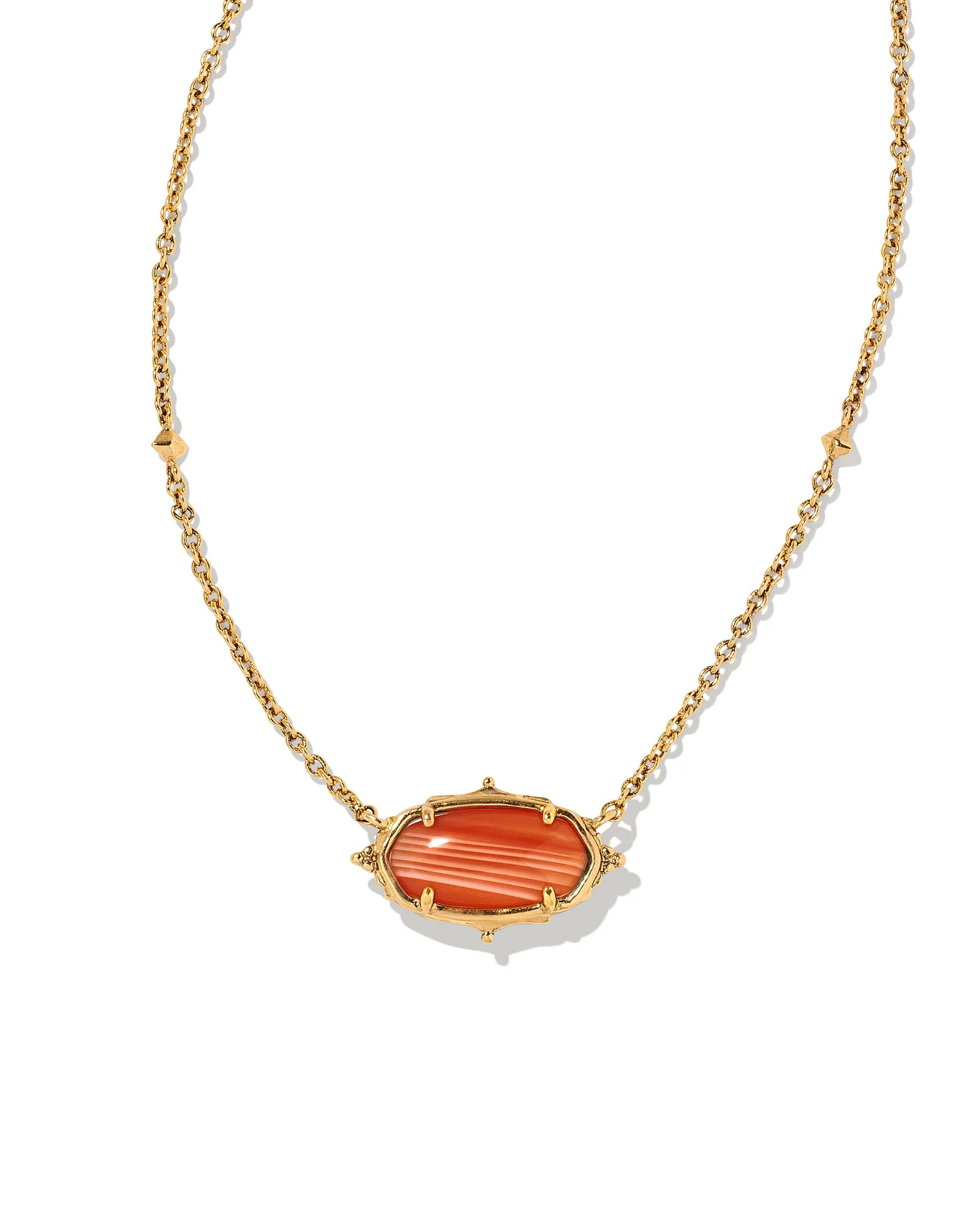Baroque Elisa Vintage Gold Pendant Necklace in Orange Banded Agate | Kendra Scott