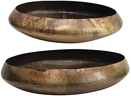 Creative Co-op DF3683 Decorative Metal Antique Brass, Set of 2 Bowls | Amazon (US)