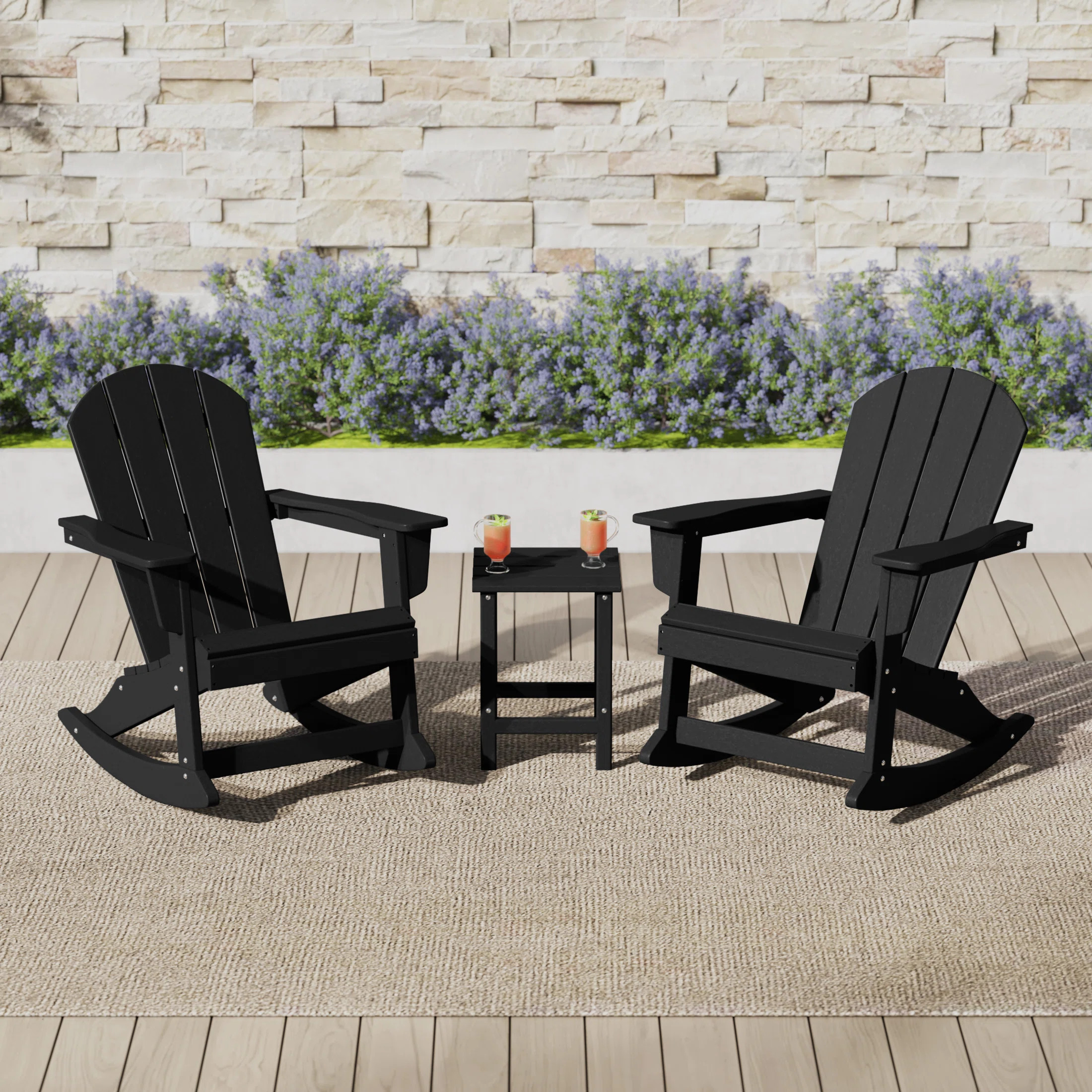 Cullan Rocking Outdoor Adirondack Chair With Table | Wayfair North America