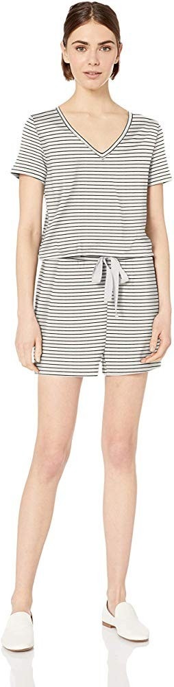 Amazon Brand - Daily Ritual Women's Supersoft Terry Short-Sleeve V-Neck Romper | Amazon (US)