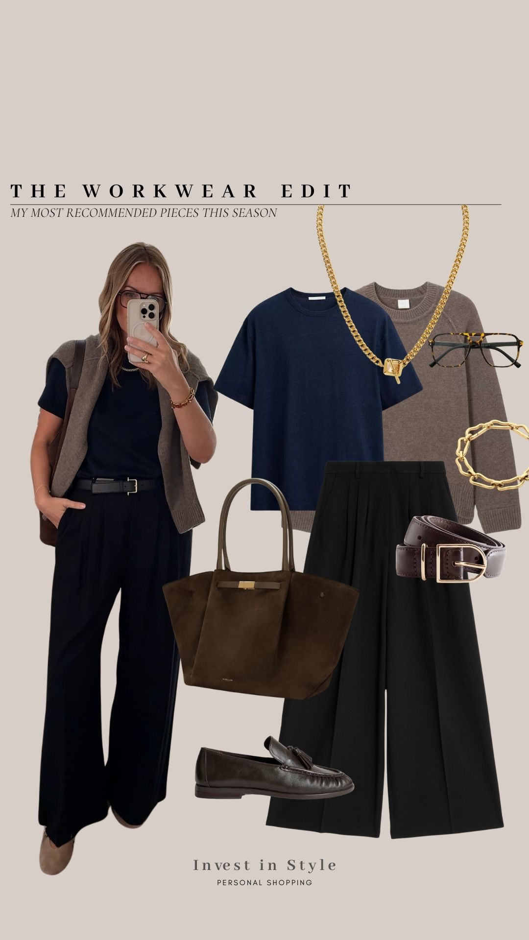 Wearing U.K. 14 in tshirt 
14 long in trousers 
Large in merino cashmere knit 

#LTKuk #LTKautumn #LTKworkwear