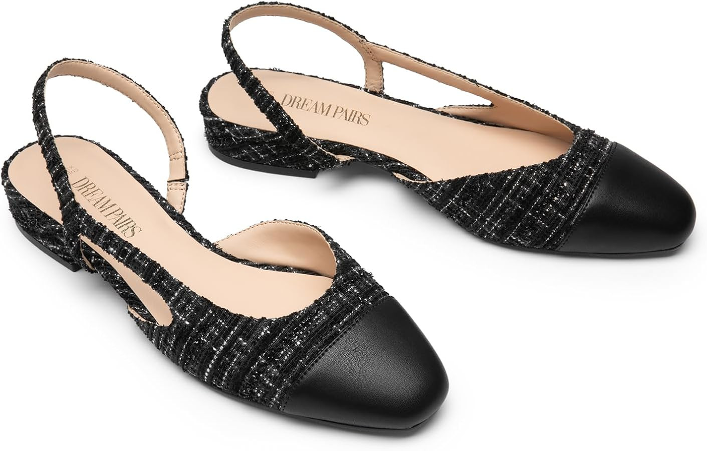 DREAM PAIRS Slingback Ballet Flats for Women Square Cap Toe Low Heel Dress Shoes Comfortable Work... | Amazon (US)