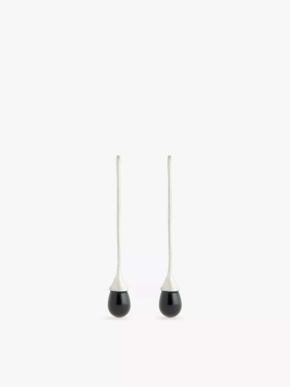 Matte-Finish Sterling Silver-And-Onyx Drop Earrings | Selfridges