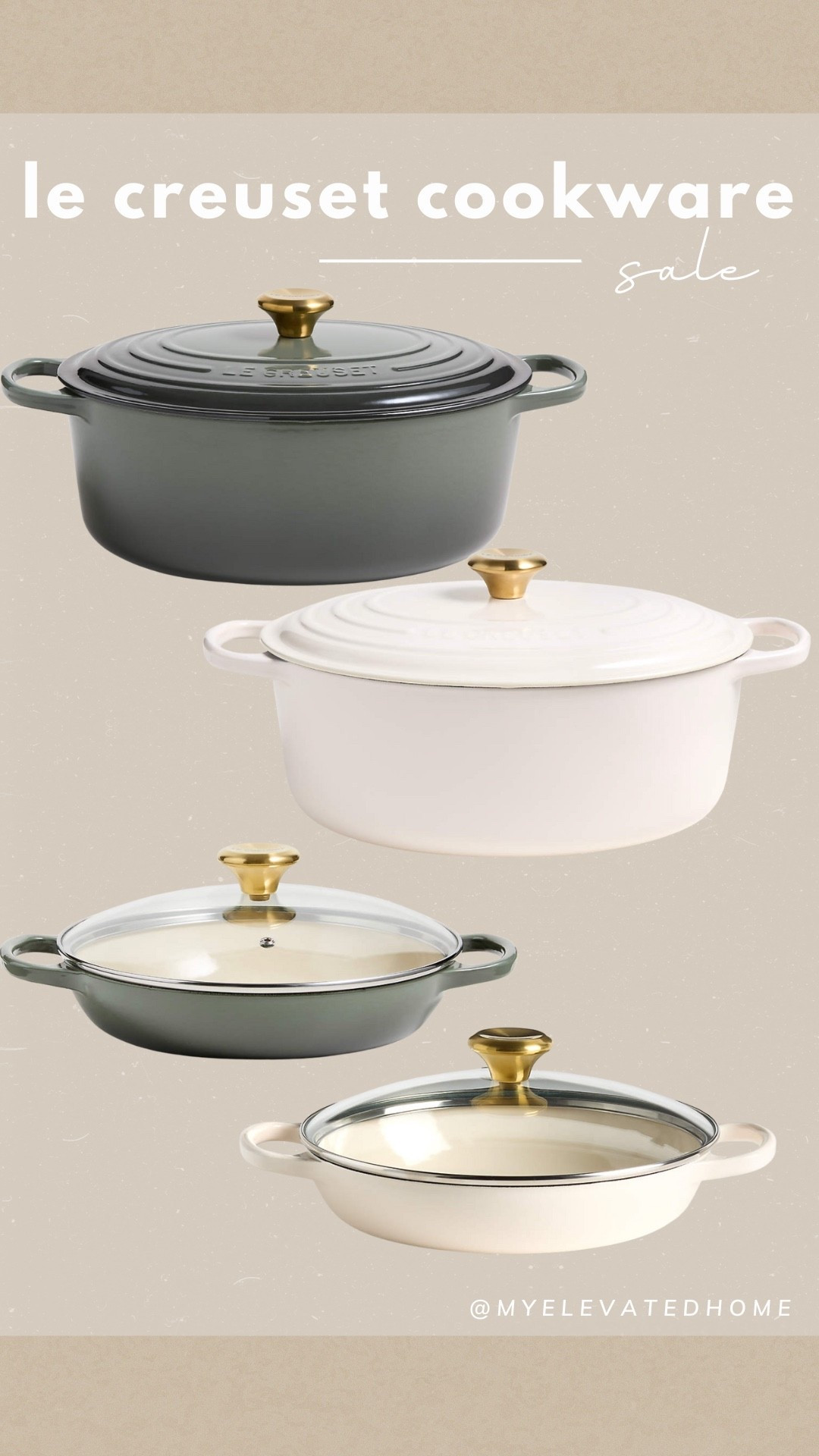Oh my gosh!! The exclusive thyme and cream colored le crueset with antique brass hardware are on insane sale 40% off. The thyme is stunning. I just got  the 8 quart pot and it’s $175 off! 

#LTKHome